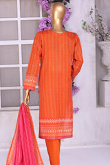 Aashkaar by Hz Stitched 3 Piece Printed & Emb Lawn Vol-01 Collection'2024-PEL-406-Orange
