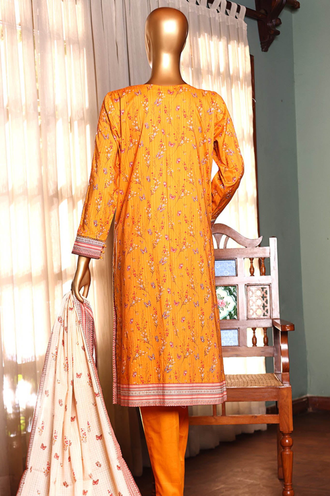 Aashkar By HZ Stitched 3 Piece Printed & Emb Lawn Vol-02 Collection'2024-PEL-409-Mustard