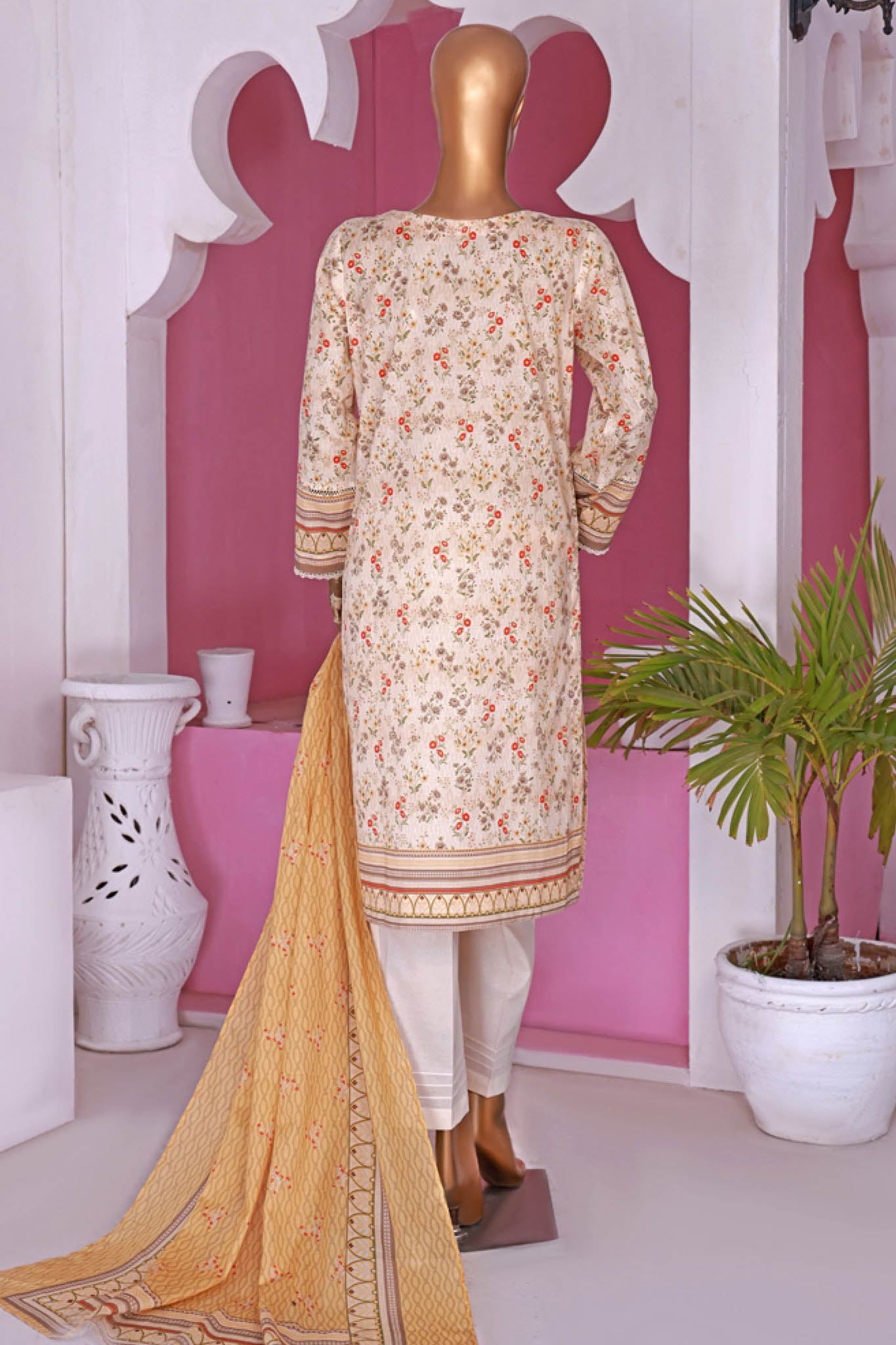 Aashkar By HZ Stitched 3 Piece Printed & Emb Lawn Vol-03 Collection'2024-PEL-422-Light Peach