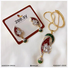 PENDANT-0009 Green-Red-White - Zeesy Jewellery