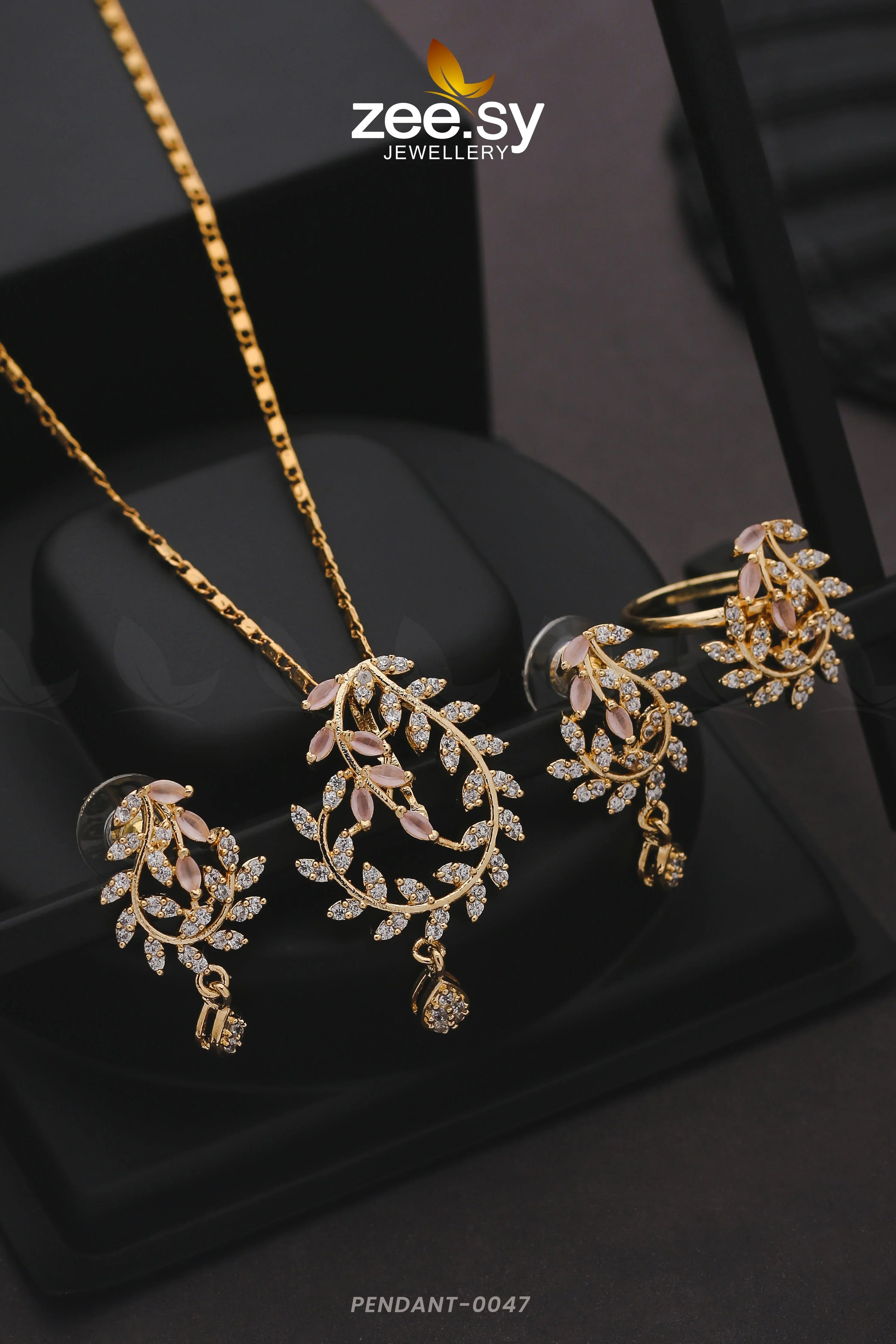 PENDANT-0047 Golden Mint Pink - Zeesy Jewellery