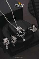 PENDANT-0047 Silver White - Zeesy Jewellery