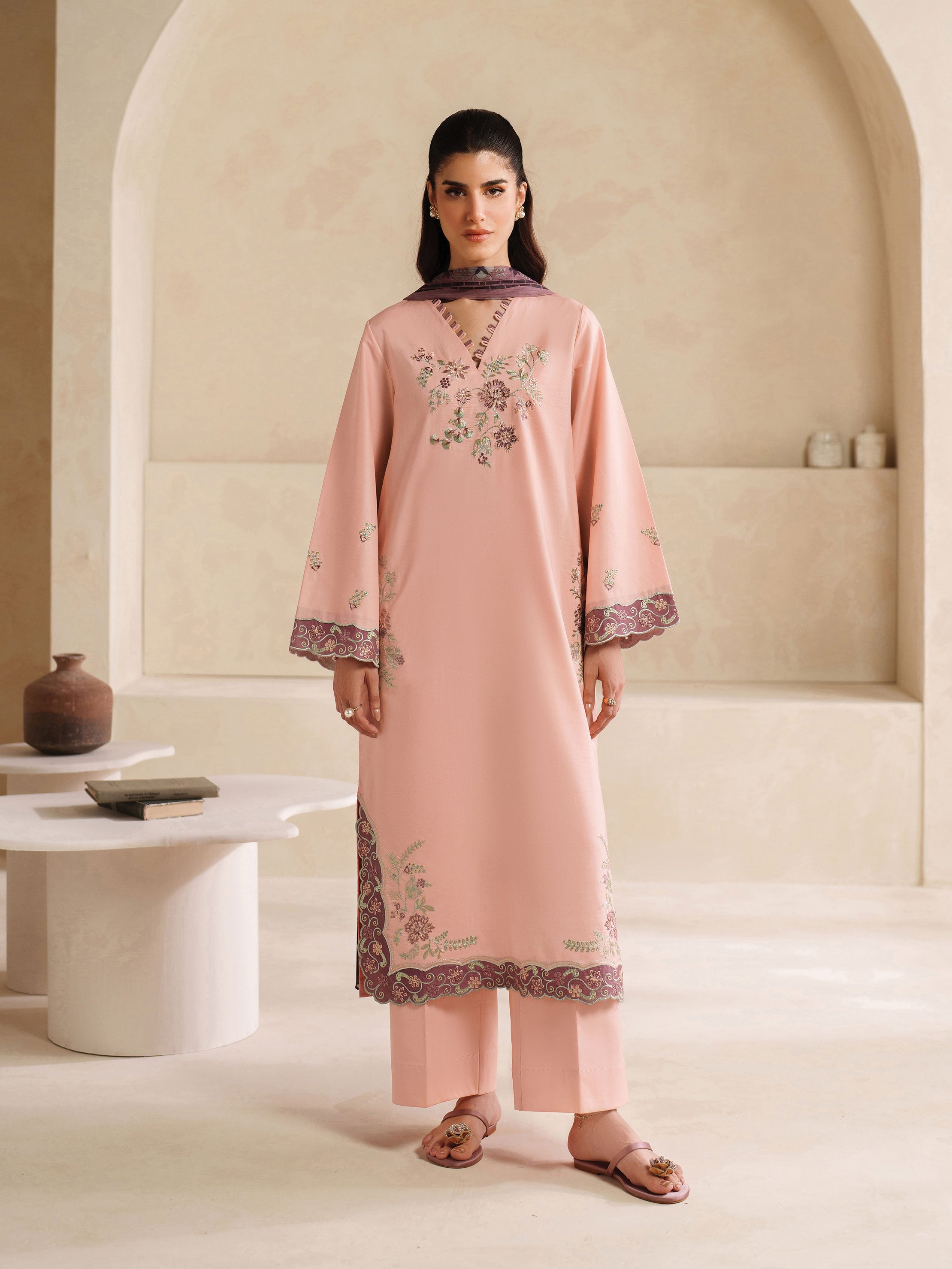 Ayra Solids by Garnet Stitched 3 Piece Collection'2025-Pinkspire