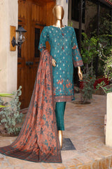 Damask by Hz RTW 3 Piece Jacquard Printed Lawn Collection'2024-PJL-402-Teal