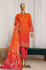 Damask by Hz Stitched 3 Piece Digital Printed Jacquard Collection'2024-PJL-705-Orange