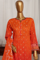 Damask by Hz Stitched 3 Piece Digital Printed Jacquard Collection'2024-PJL-705-Orange