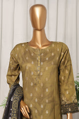 Damask by Hz Stitched 3 Piece Digital Printed Jacquard Collection'2024-PJL-706-Olive