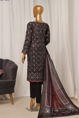 Damask by Hz Stitched 3 Piece Digital Printed Jacquard Collection'2024-PJL-708-Black