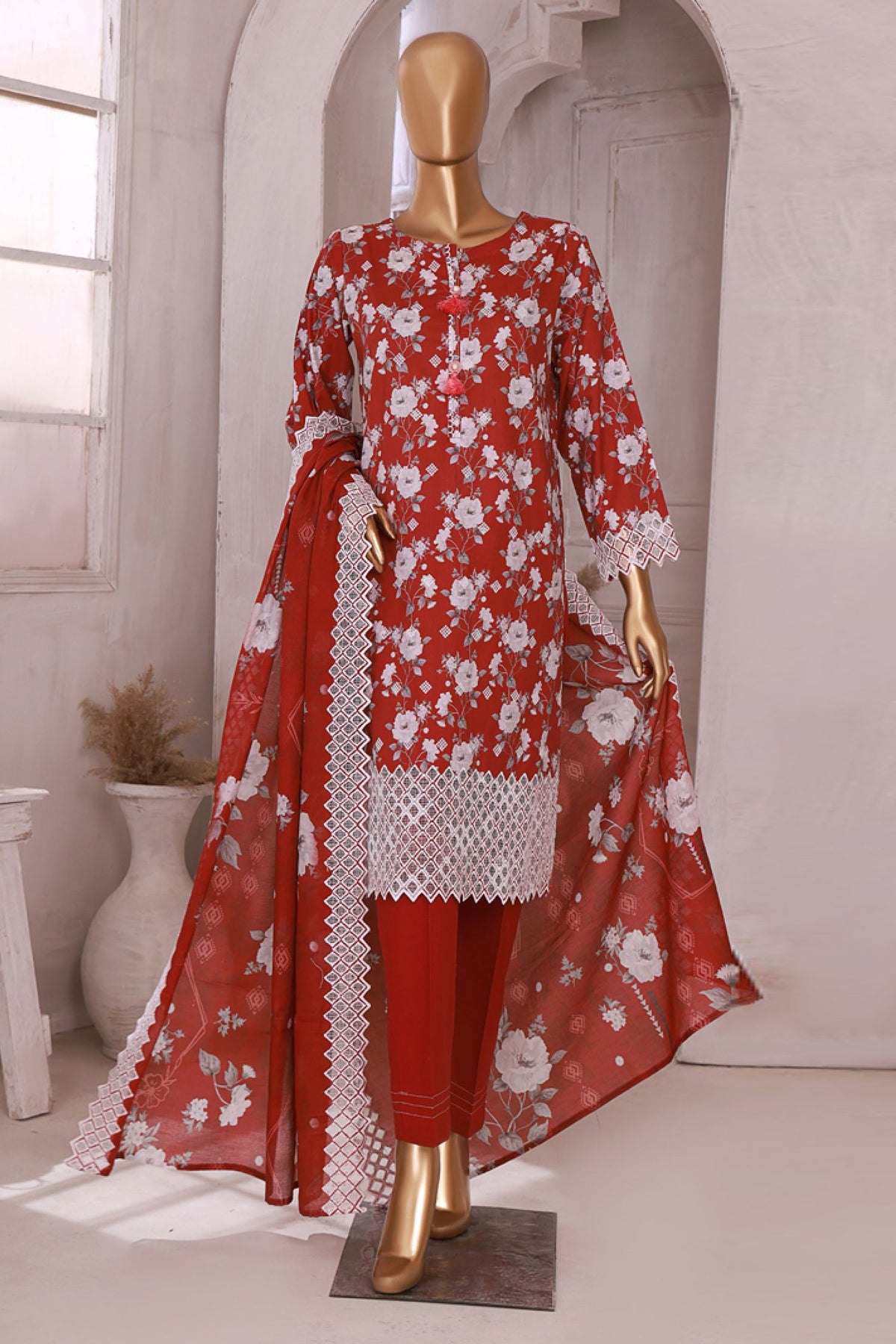 HZ Stitched 3 Piece Printkari Emb Lawn Collection'2024-PKL-401