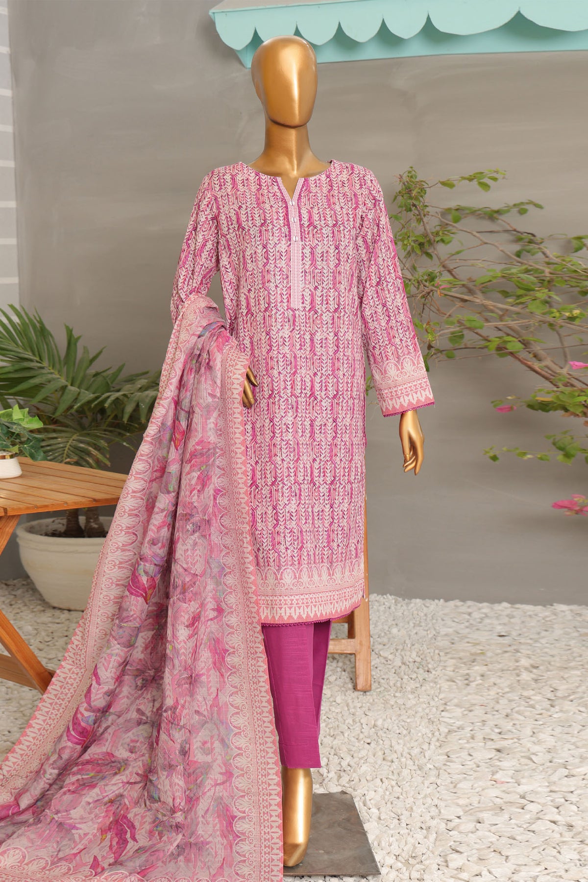 HZ Premium Unstitched 3 Piece Digital Printed Khaddar Vol-02 Collection'2024-PKP-47