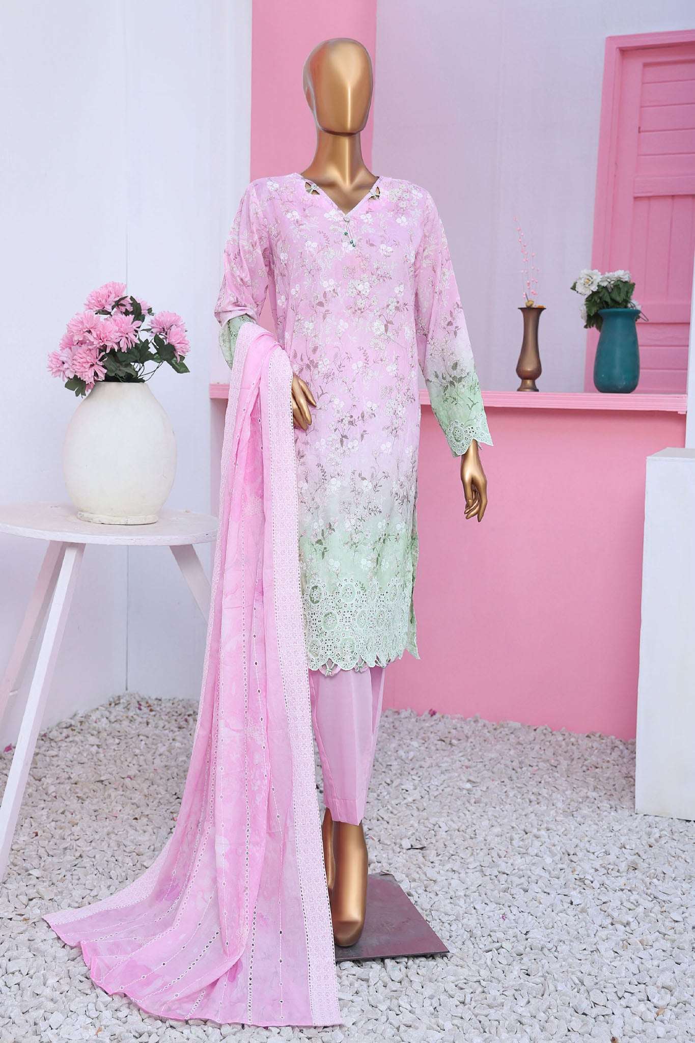 HZ Premium Unstitched 3 Piece Emb Lawnkari Collection'2025-PLK-786