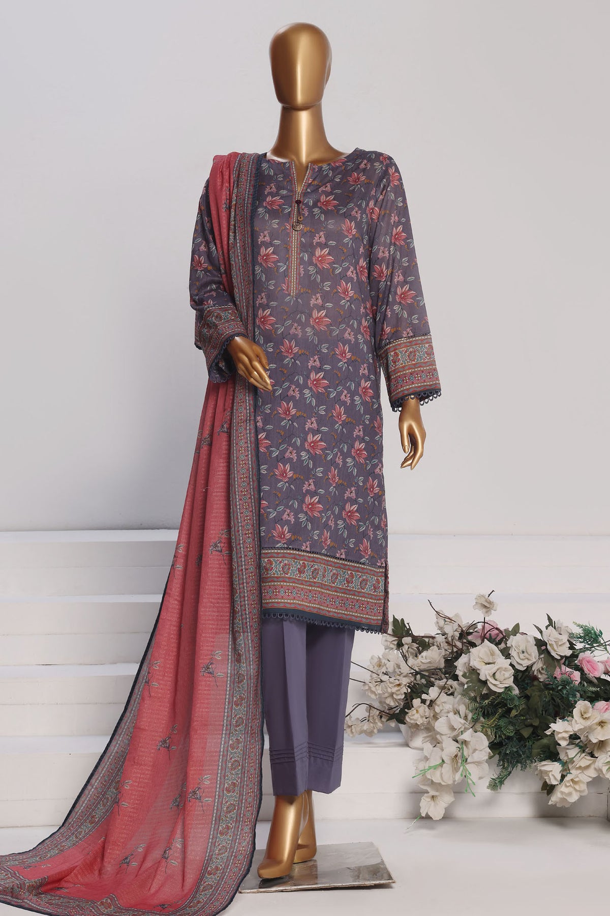 HZ Platinum Unstitched 3 Piece Printed Lawn Collection-PPC-174