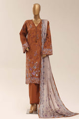 Sada Bahar Stitched 3 Piece Printed Lawn Vol-12 Suit-PR-1163-BROWN