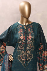 Sada Bahar Stitched 3 Piece Mid Summer Cotton Kaftan Suit-PR-1283-T.BLUE