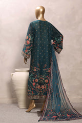 Sada Bahar Stitched 3 Piece Mid Summer Cotton Kaftan Suit-PR-1283-T.BLUE
