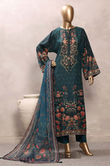 Sada Bahar Stitched 3 Piece Mid Summer Cotton Kaftan Suit-PR-1283-T.BLUE