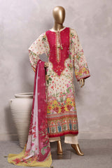 Sada Bahar Stitched 3 Piece Mid Summer Cotton Kaftan Suit-PR-1284-CREAM