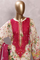 Sada Bahar Stitched 3 Piece Mid Summer Cotton Kaftan Suit-PR-1284-CREAM