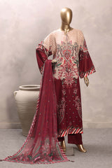 Sada Bahar Stitched 3 Piece Mid Summer Cotton Kaftan Suit-PR-1286-MAROON