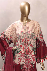 Sada Bahar Stitched 3 Piece Mid Summer Cotton Kaftan Suit-PR-1286-MAROON