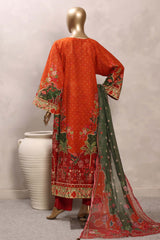 Sada Bahar Stitched 3 Piece Mid Summer Cotton Kaftan Suit-PR-1288-ORANGE