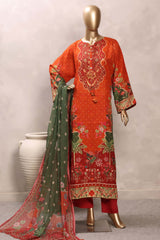 Sada Bahar Stitched 3 Piece Mid Summer Cotton Kaftan Suit-PR-1288-ORANGE