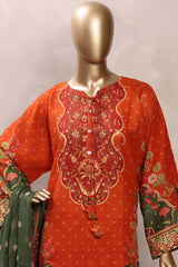 Sada Bahar Stitched 3 Piece Mid Summer Cotton Kaftan Suit-PR-1288-ORANGE
