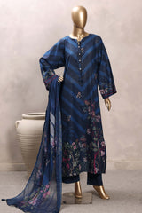 Sada Bahar Stitched 3 Piece Mid Summer Cotton Kaftan Suit-PR-1289-BLUE
