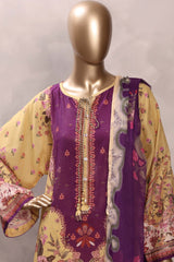 Sada Bahar Stitched 3 Piece Mid Summer Cotton Kaftan Suit-PR-1292-YELLOW
