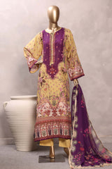 Sada Bahar Stitched 3 Piece Mid Summer Cotton Kaftan Suit-PR-1292-YELLOW