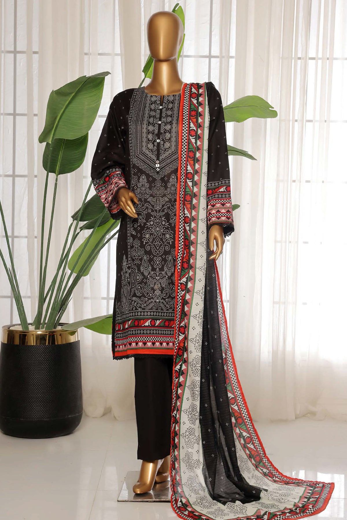 Sada Bahar Stitched 3 Piece Printed Lawn Vol-03 Collection'2025-PR-1299-Black