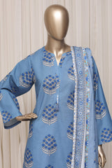 Sada Bahar Stitched 3 Piece Printed Khaddar Vol-04 Suit-PR-3121-BLUE