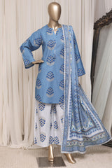Sada Bahar Stitched 3 Piece Printed Khaddar Vol-04 Suit-PR-3121-BLUE