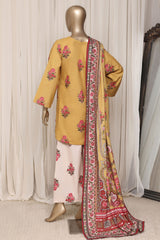 Sada Bahar Stitched 3 Piece Printed Khaddar Vol-04 Suit-PR-3124-GOLDEN