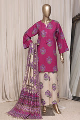Sada Bahar Stitched 3 Piece Printed Khaddar Vol-04 Suit-PR-3126-MAJENTA