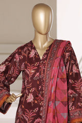 Sada Bahar Stitched 3 Piece Printed Lawn Vol-01 Suit-PR-4496 BROWN
