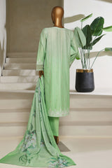 Ombre Damask By HZ Stitched 3 Piece Emb Jacquard Series Collection'2025-PSJ-029-Mint