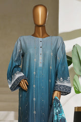 Ombre Damask By HZ Stitched 3 Piece Emb Jacquard Series Collection'2025-PSJ-030-Teal