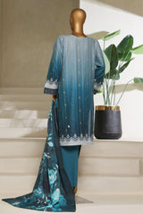 Ombre Damask By HZ Stitched 3 Piece Emb Jacquard Series Collection'2025-PSJ-030-Teal