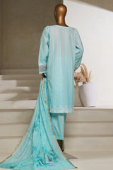 Ombre Damask By HZ Stitched 3 Piece Emb Jacquard Series Collection'2025-PSJ-031-Sky Blue