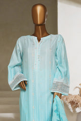 Ombre Damask By HZ Stitched 3 Piece Emb Jacquard Series Collection'2025-PSJ-031-Sky Blue