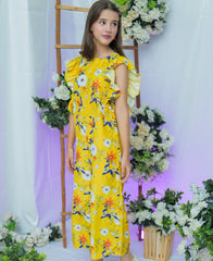 Suitsu Stitched Kids Collection-Tropicle Ruffle Jumpsuit