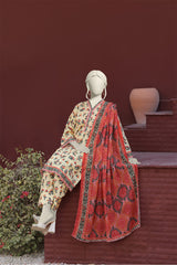 Identic Stripe Dora By Almeerah Unstitched 3 Piece Doriya Lawn Suit-Pale Sunshine Glow