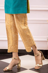 Dhaani Chunariya Separates By Zaaviay Stitched Gold Straight Cut Banarsi