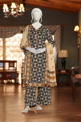 Identic Stripe Dora By Almeerah Unstitched 3 Piece Doriya Lawn Suit-Peach Bloom Serenity