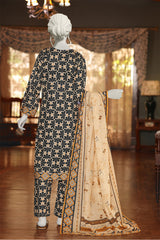 Identic Stripe Dora By Almeerah Unstitched 3 Piece Doriya Lawn Suit-Peach Bloom Serenity