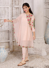 Modest Stitched 3 Piece Festive Collection-Pearl Cape Shirt - Peach