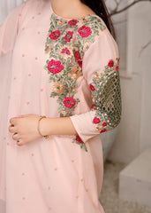 Modest Stitched 3 Piece Festive Collection-Pearl Cape Shirt - Peach