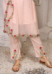 Modest Stitched 3 Piece Festive Collection-Pearl Cape Shirt - Peach