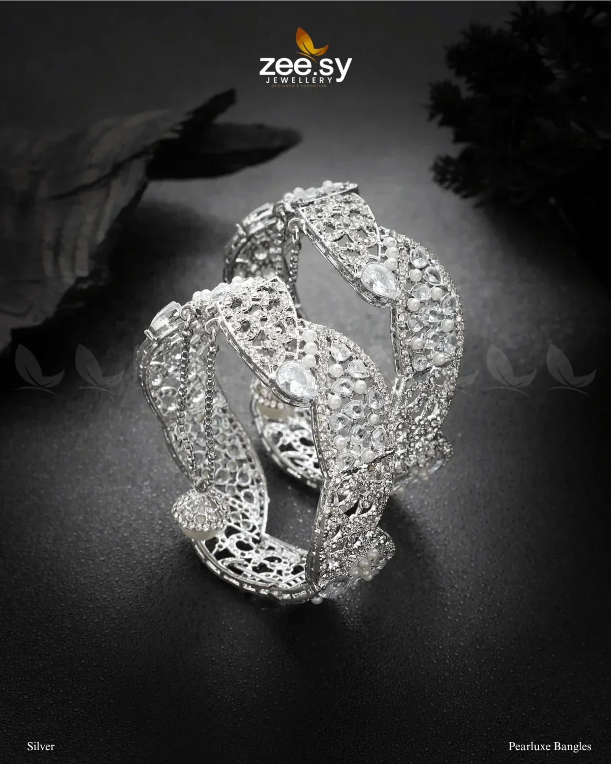 Pearluxe Bangles Silver - Zeesy Jewellery